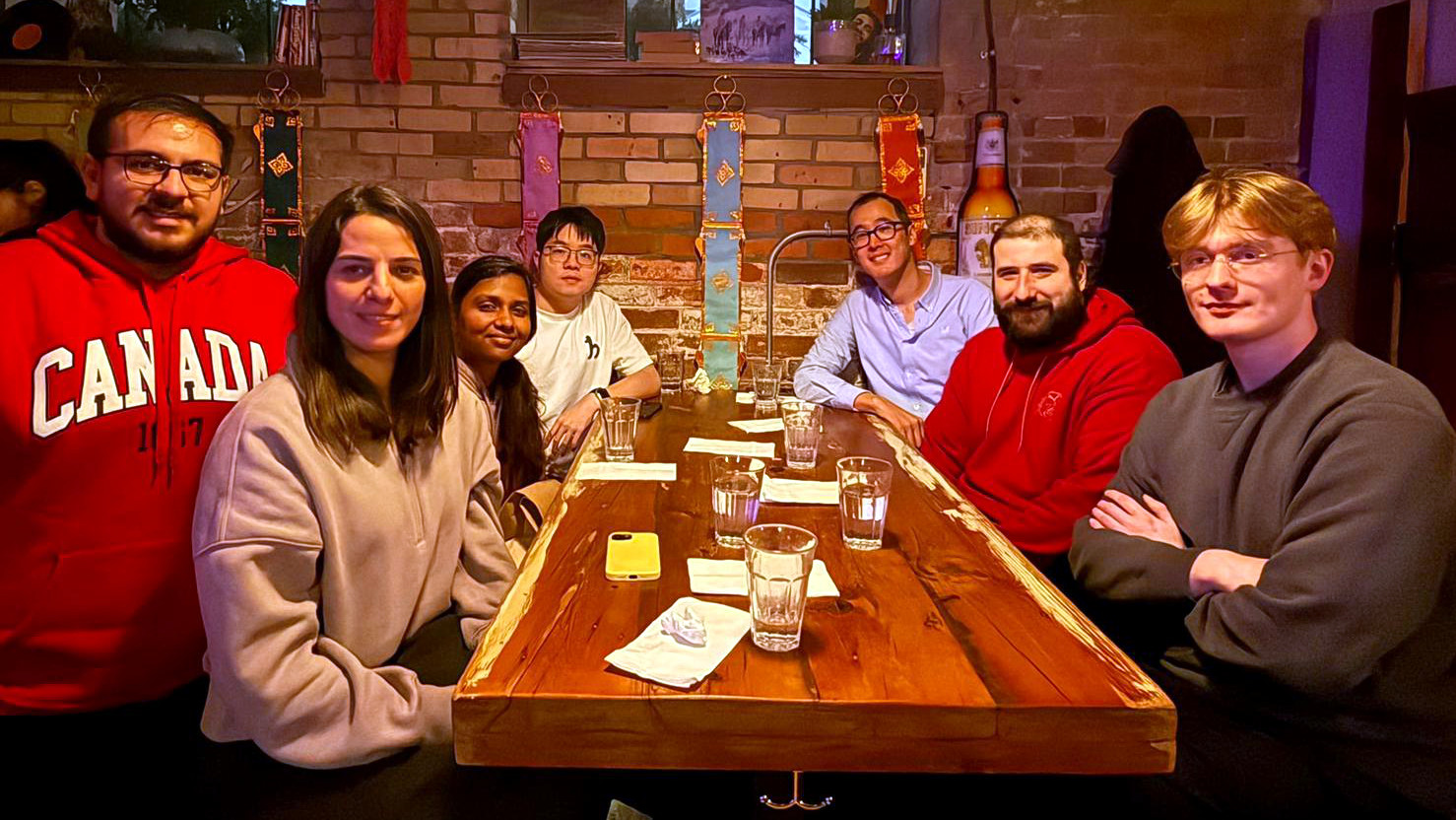 Left to Right: Kian Hamedani, Fatemeh Ebrahiminia, Divya Krishnakumar, Chris Xiao, Mark Chiew, Giuseppe Grossi, Zach Vavasour (January 2026)
